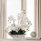 18" White Phalaenopsis Orchid Flowers in White Ceramic Vase, Floral Home by Artificial Flowers